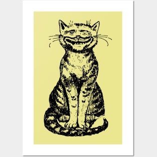 Smiling Cat on Yellow Posters and Art